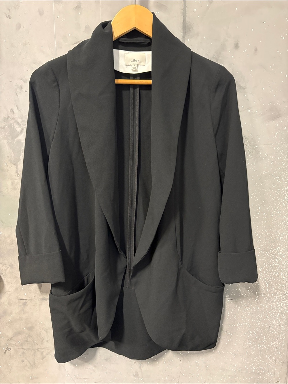 Wilfred Black Open-Front Draped Blazer